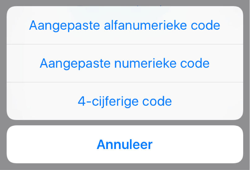 Toegangscode instellen Toegangscode instellen