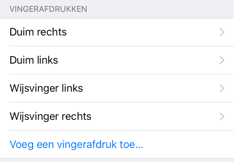 Touch ID instellen Touch ID instellen